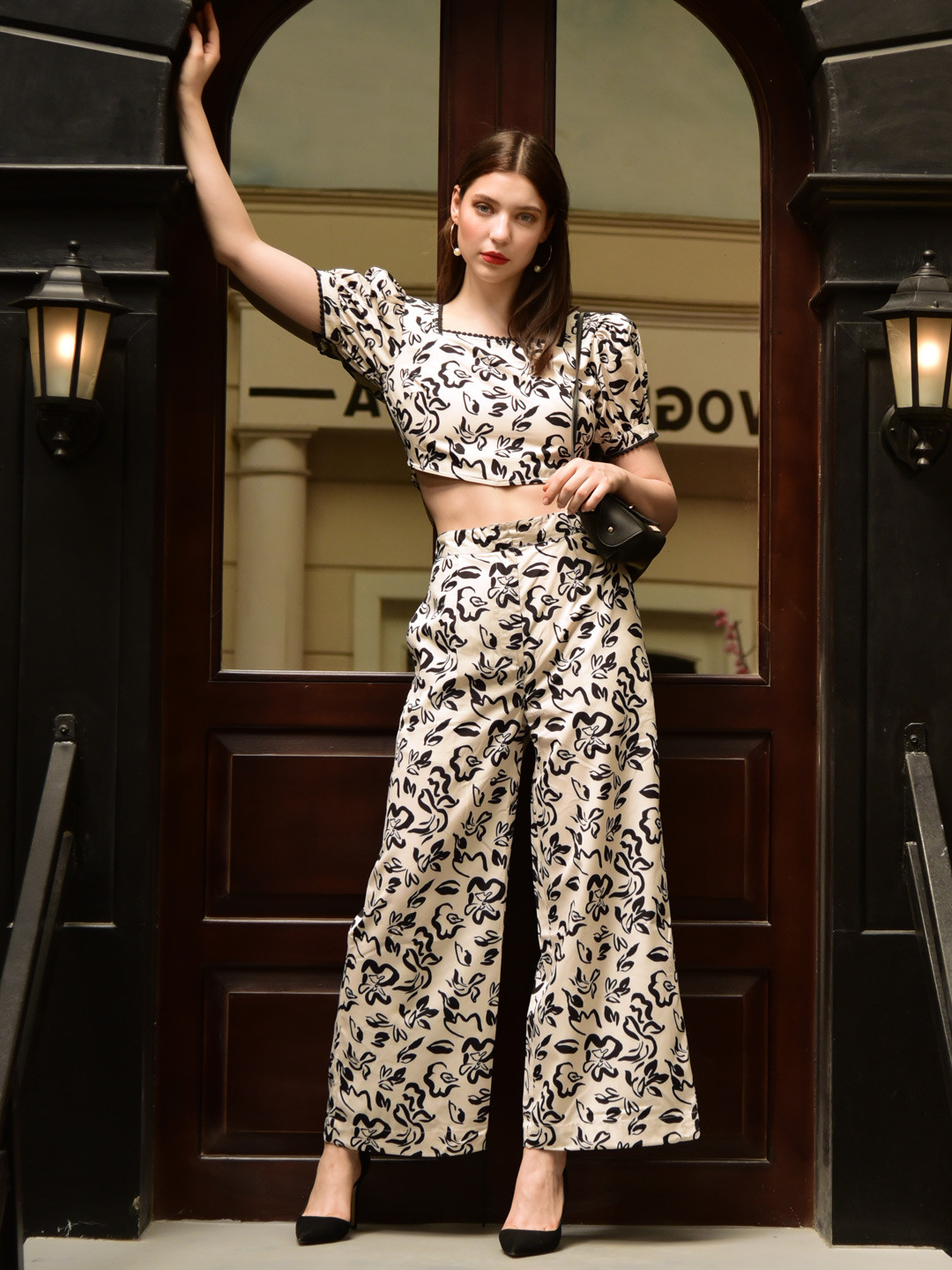 BLANC9 Floral Printed Top With Palazzo Co-Ords