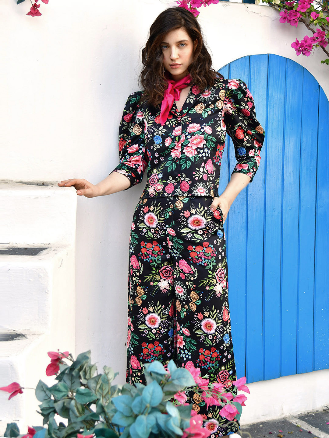 BLANC9 Floral Print Top & Trouser Co Ords