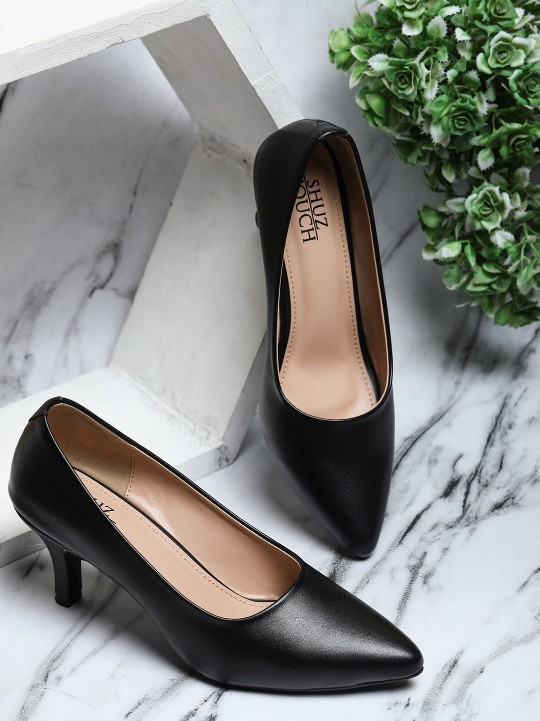SHUZ TOUCH Pointed Toe Kitten Pumps