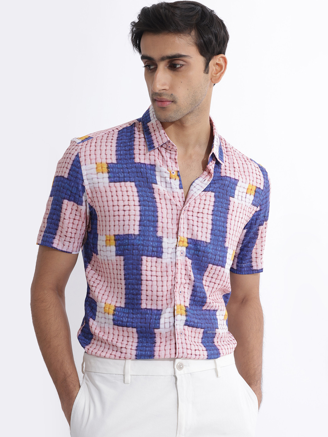 RARE RABBIT Men Reusa Geometric Printed Slim Fit Shirt
