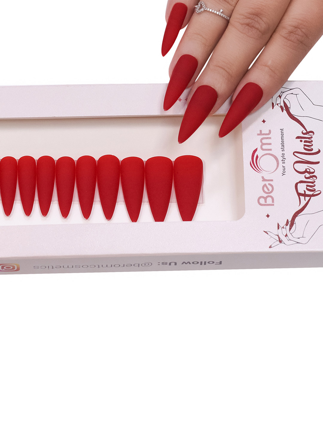 BEROMT 12 Pcs Premium Matte False Nails with Nail Care Kit