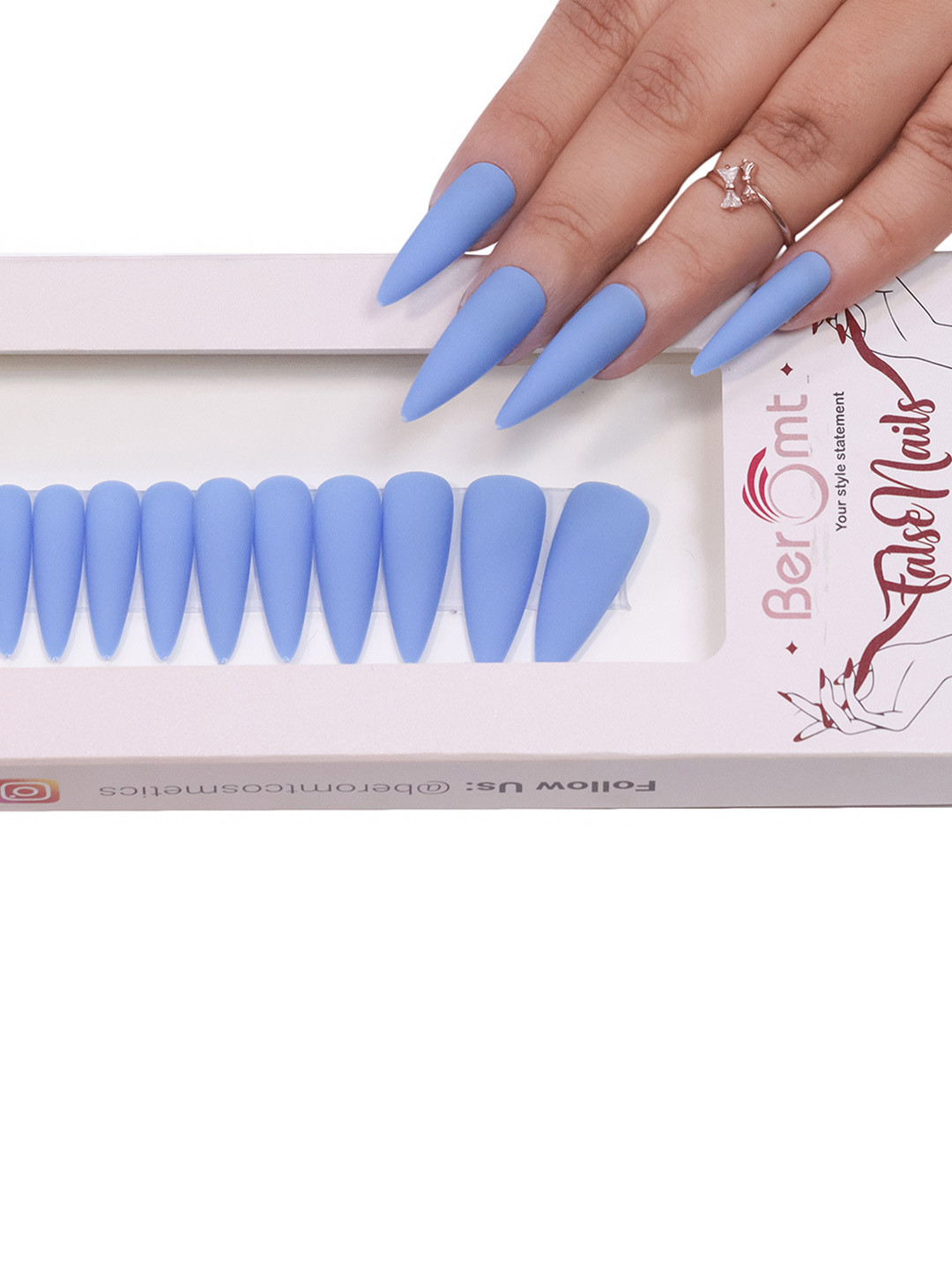 BEROMT 12Pcs Premium Matte Salon Finish Lightweight Press on False Nails Kit - Shade 570