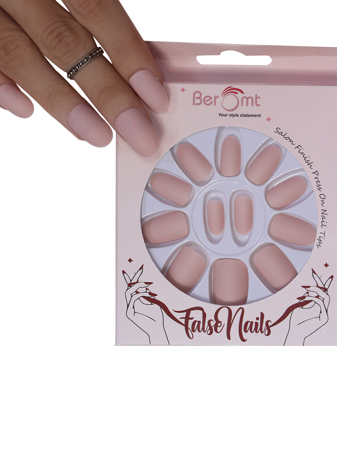 BEROMT 12Pcs Premium Matte Salon Finish Lightweight Press on False Nails Kit - Shade 430