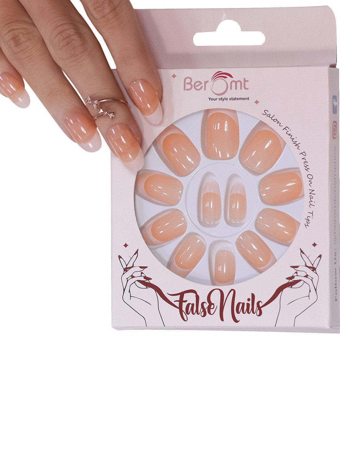 BEROMT Long Lasting French Tips False Nails Kit
