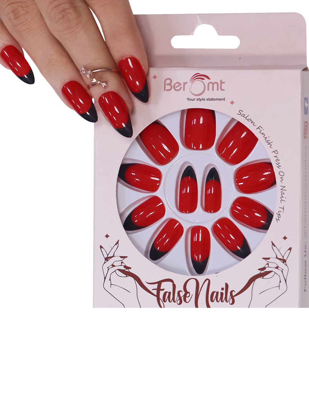 BEROMT 12-Pcs Long-Lasting False Nails With Kit