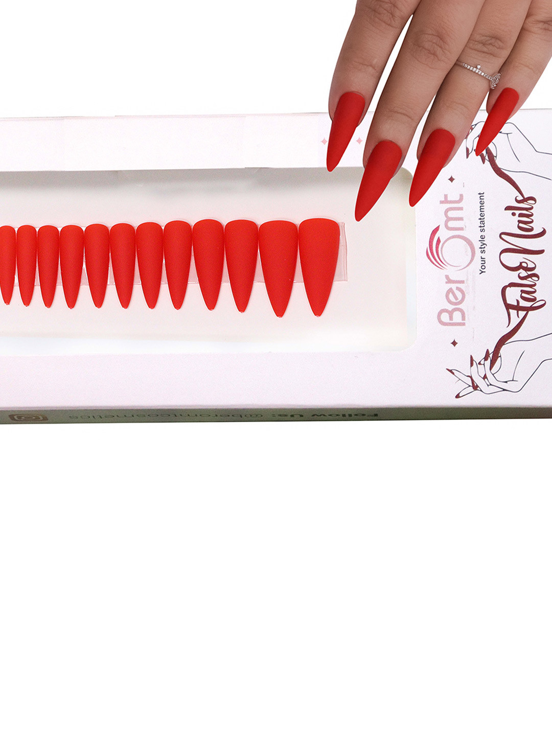 BEROMT 12Pcs Premium Matte Salon Finish Lightweight Press on False Nails Kit - Shade 566