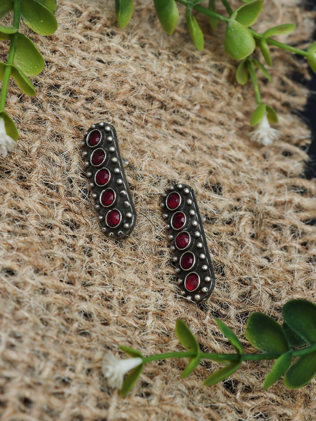 Ozanoo Silver-Plated Oxidised Classic Drop Earrings