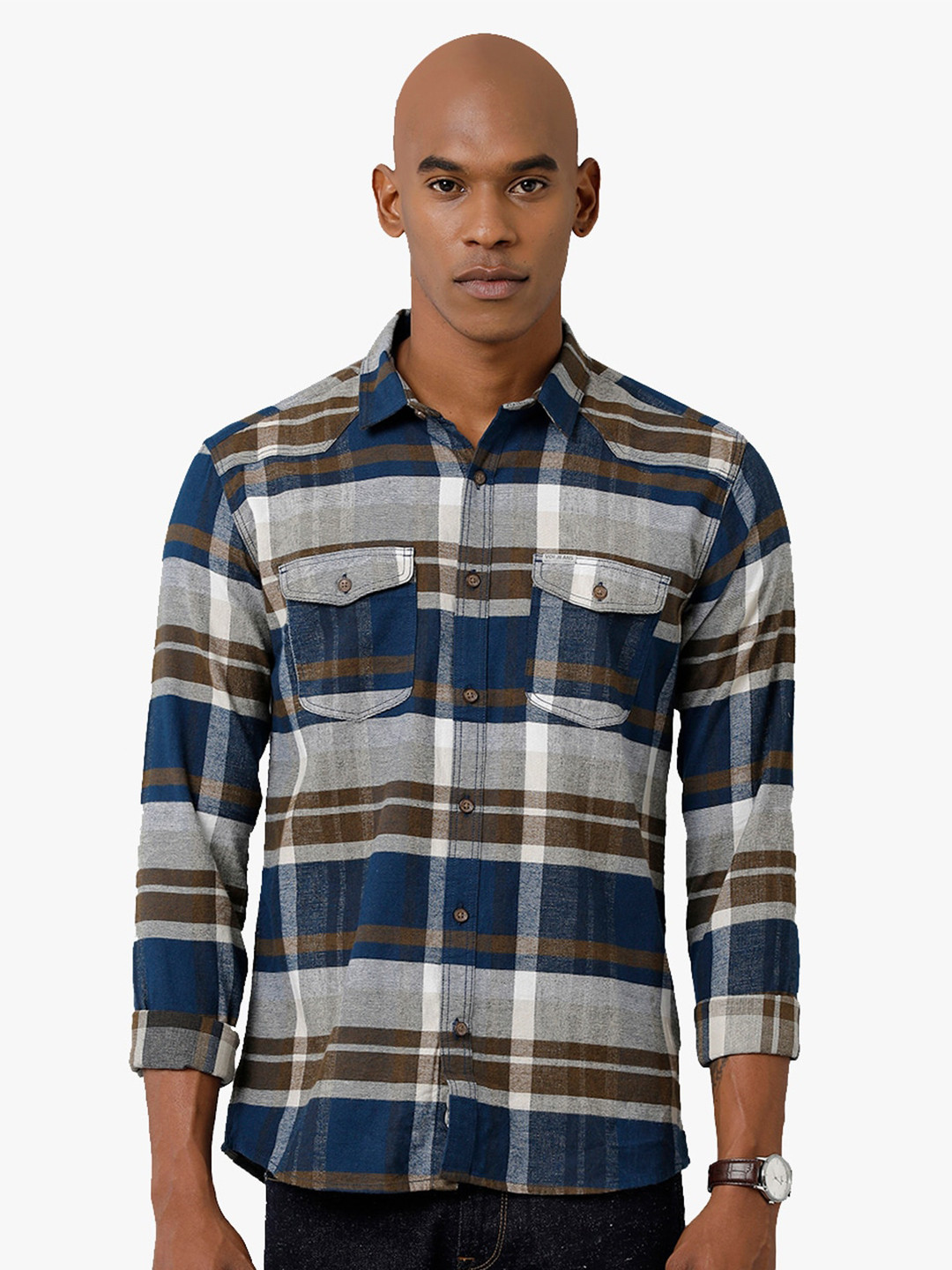 Voi Jeans Slim Fit Shepherd Checked Pure Cotton Casual Shirt
