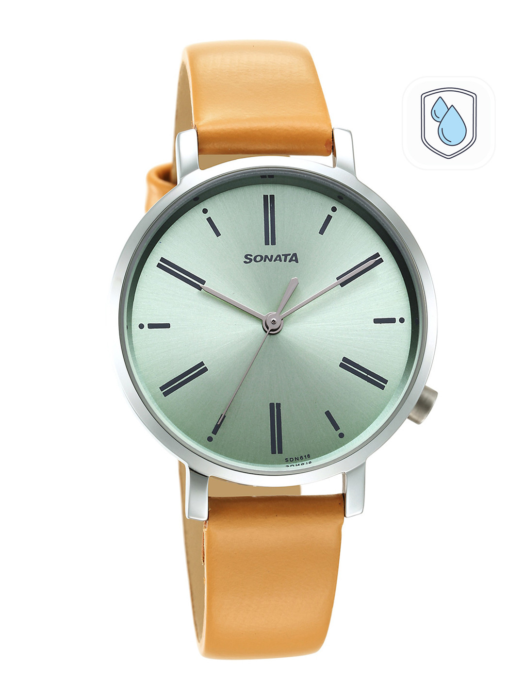 Sonata Women Essential Brass Dial Leather Straps Analogue Watch 87045SL01