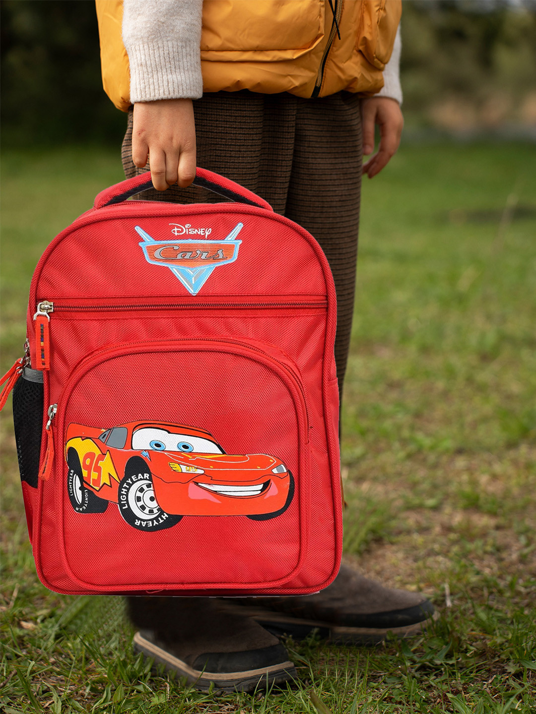 Kuber Industries Boys Disney Car Print Shoulder Backpacks School Bag