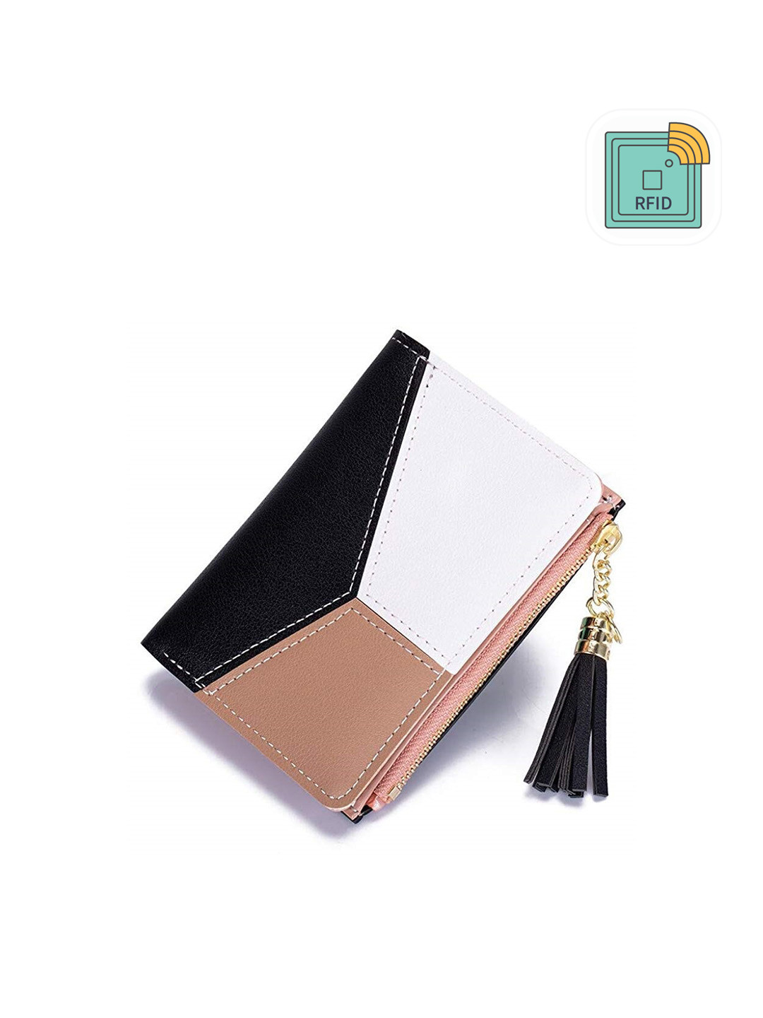 Alexvyan Women Black PU Two Fold Wallet