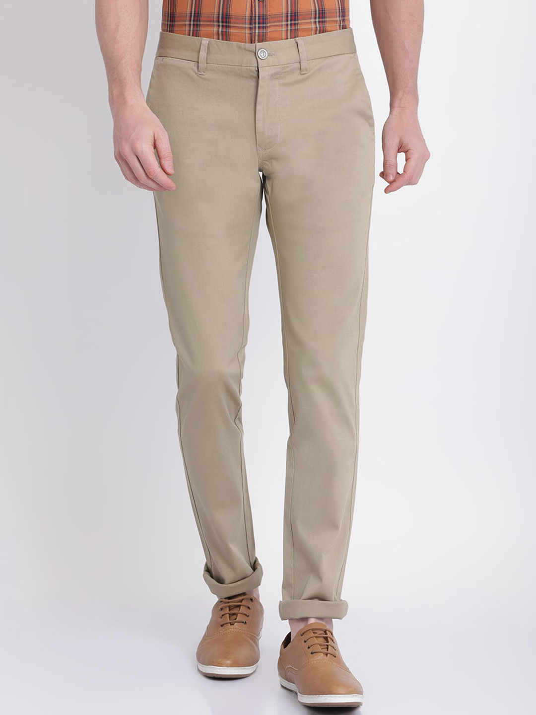 t-base Men Regular Fit Cotton Mid-Rise Stretch Trousers