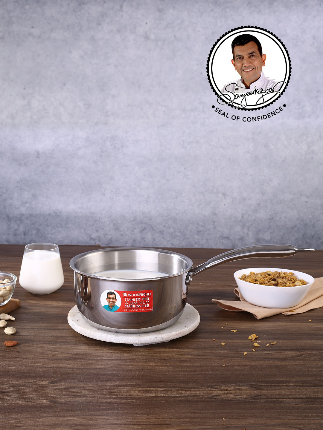 Wonderchef Nigella Tri-Ply Stainless Steel Sauce Pan 2.2 L