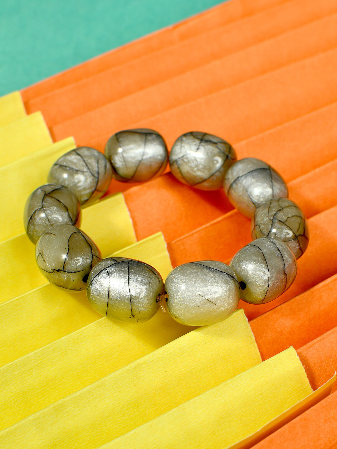 Bamboo Tree Jewels Women Artificial Beaded Stretchable Afghan Bracelet