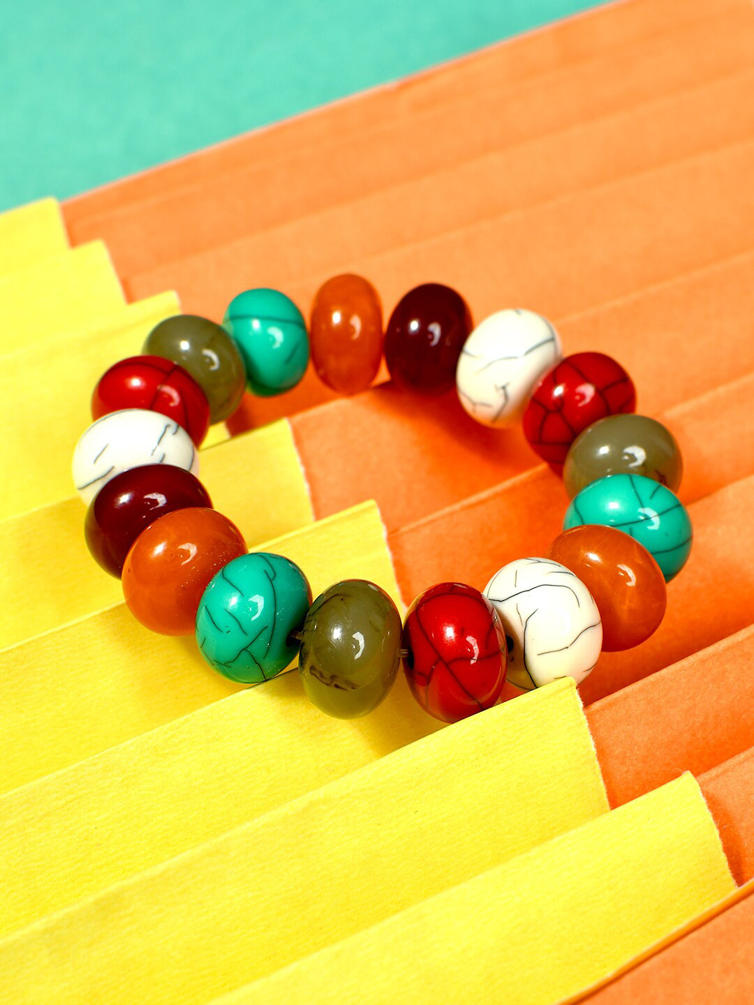 Bamboo Tree Jewels Women Artificial Beaded Stretchable Bracelet