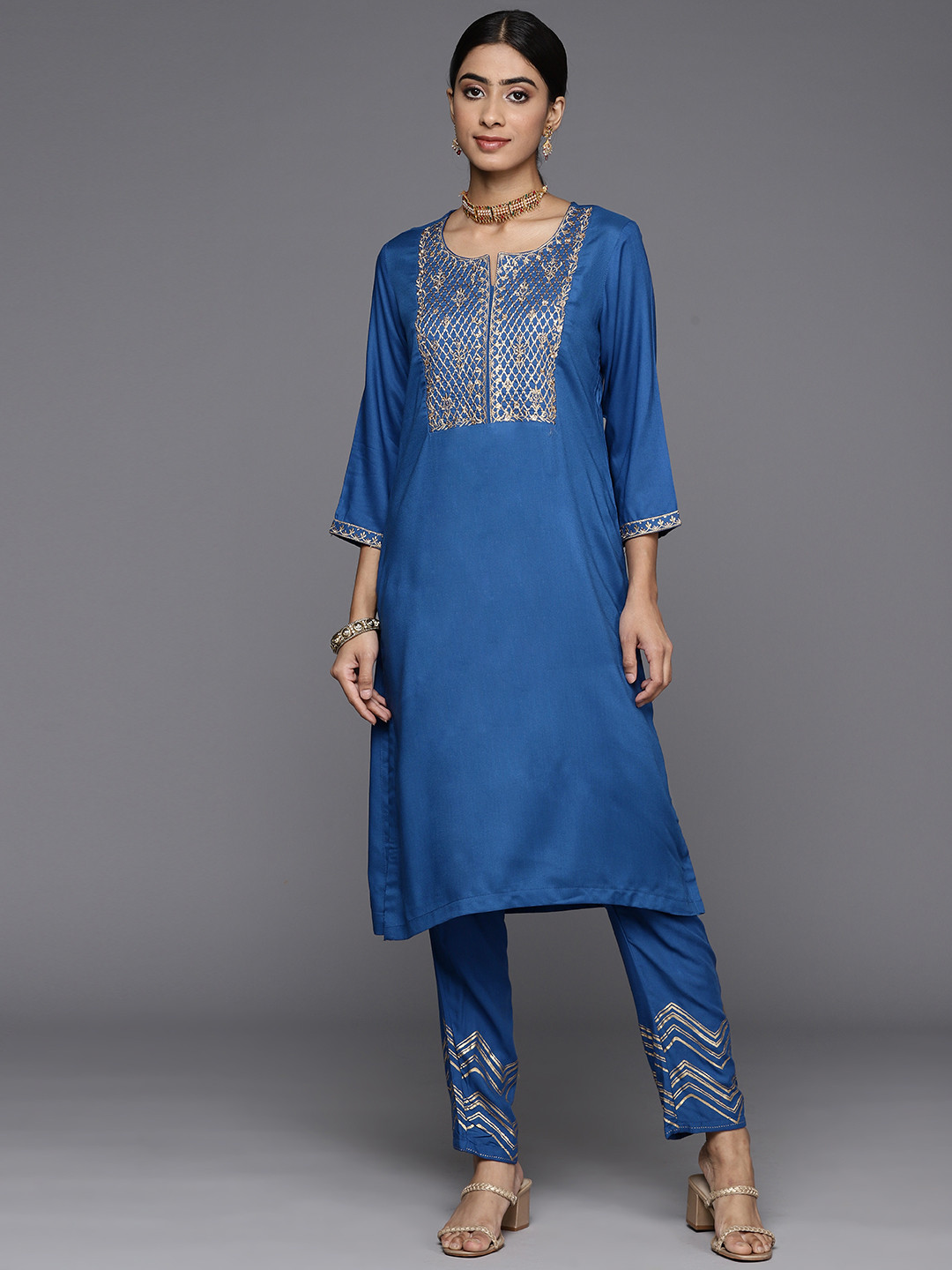 Biba Yoke Design Kurta with Trousers