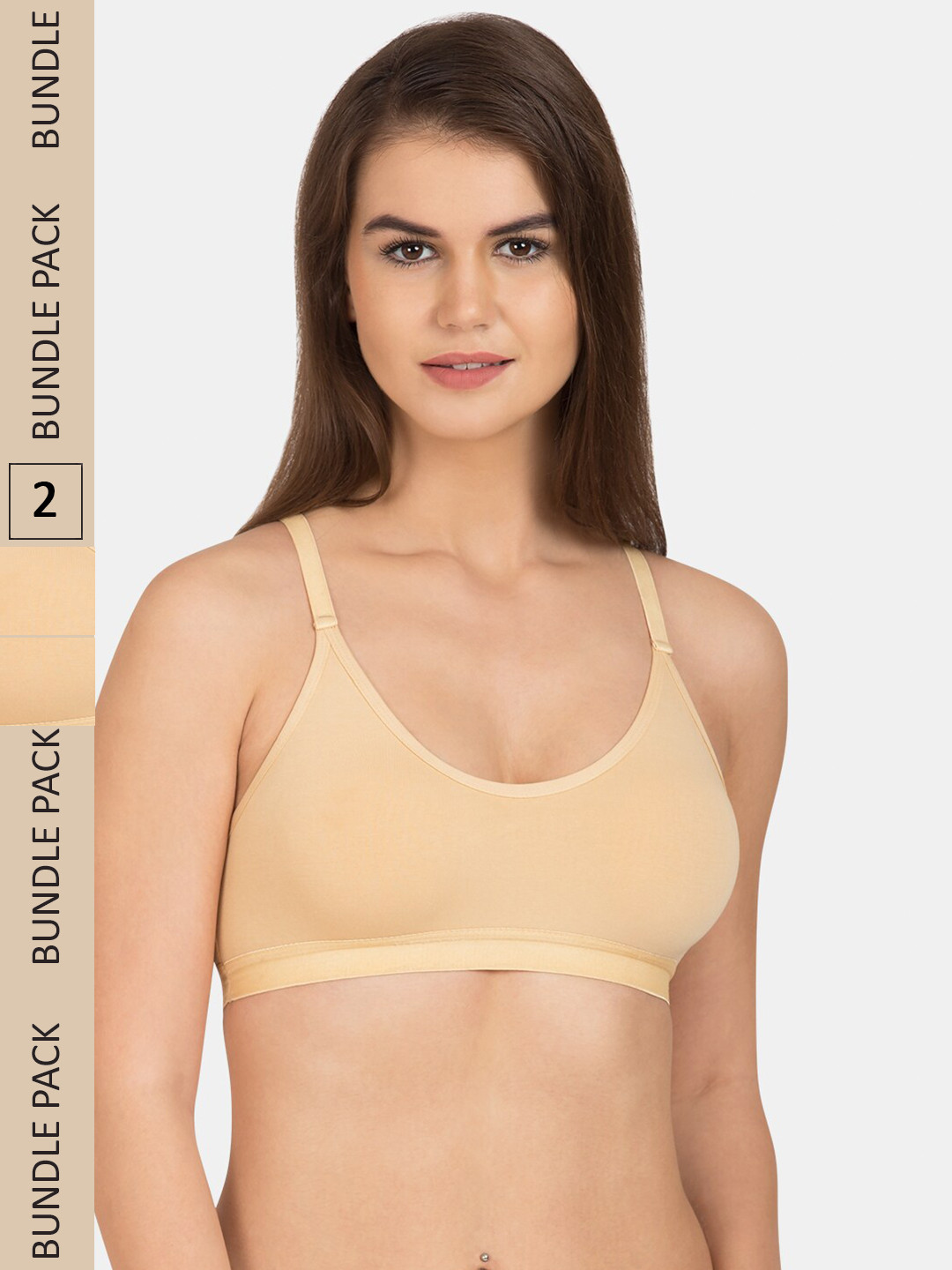 Tweens Pack Of 2 Non Padded Non-Wired Full Coverage Seamless Sports Bra