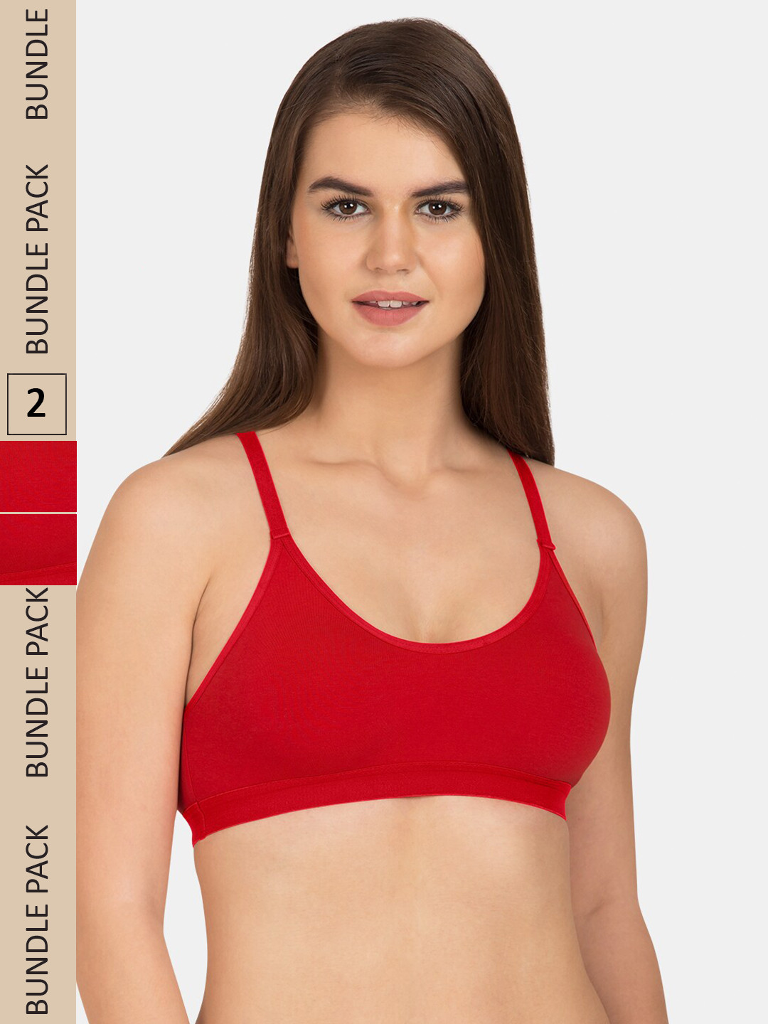 Tweens Pack Of 2 Non Padded Seamless All Day Comfort Racer-Back Sports Beginners Bra