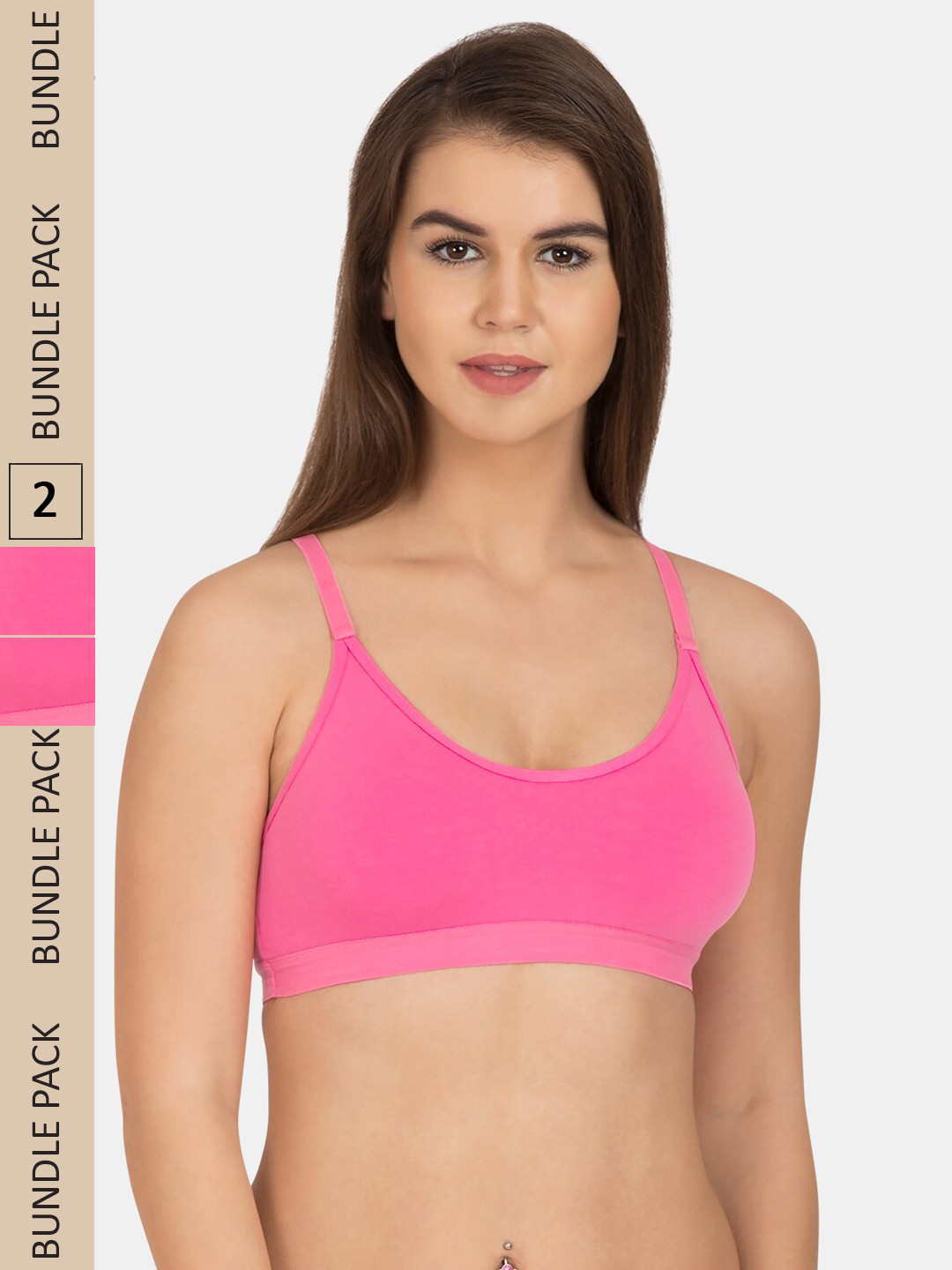 Tweens Pack Of 2 Non Padded Seamless All Day Comfort Racer-Back Sports Beginners Bra