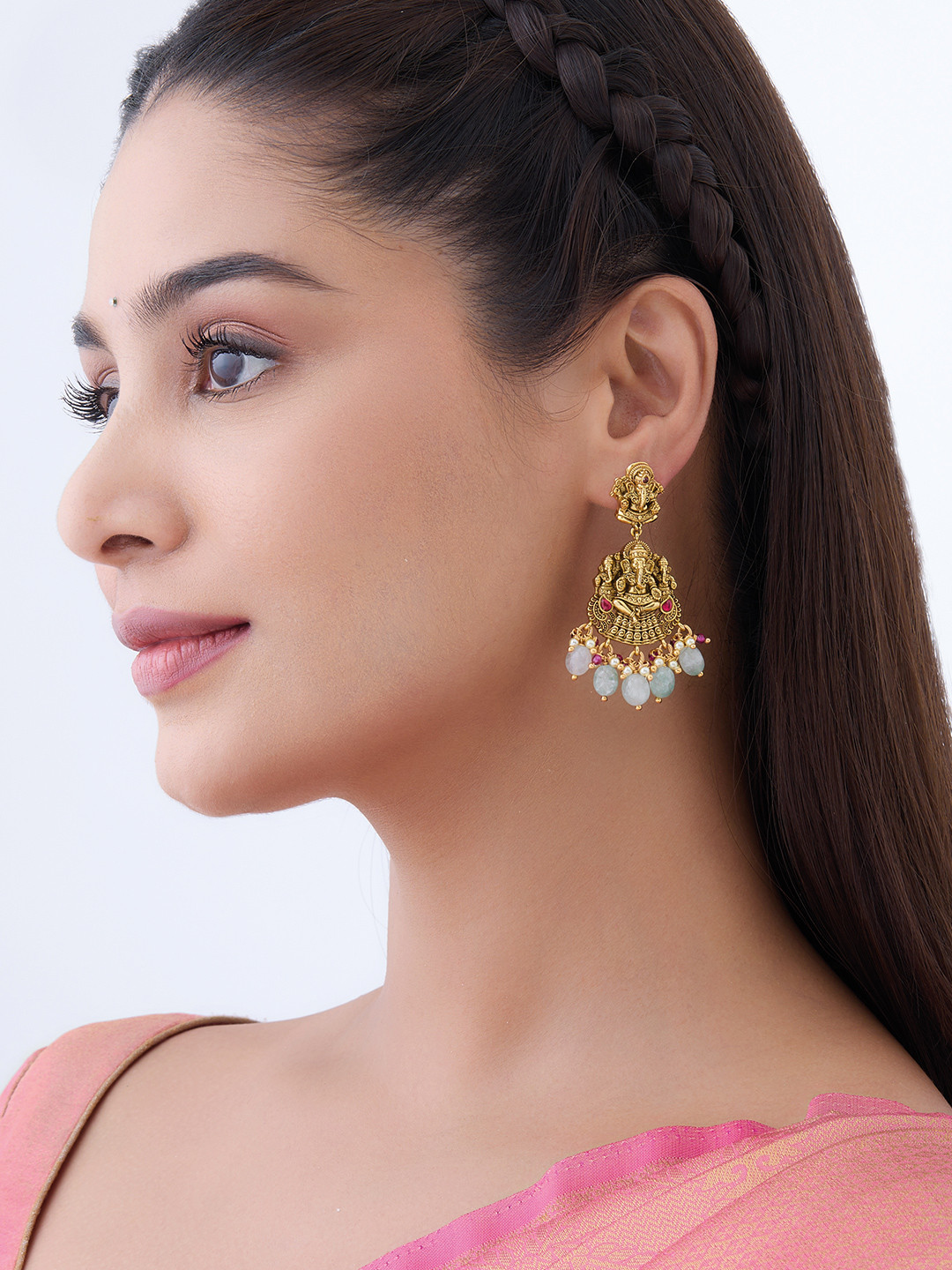 Kushal's Fashion Jewellery Rhodium-Plated Oxidised Contemporary 92.5 Pure Silver Drops