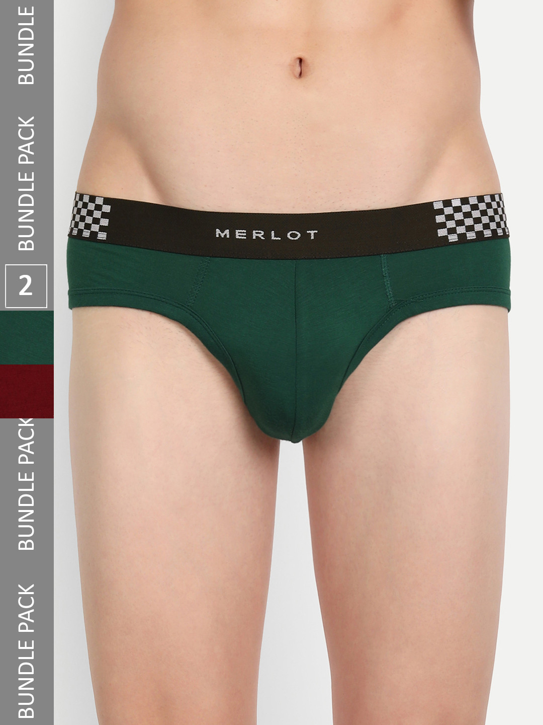 MERLOT Men Pack Of 2 Assorted Printed Ultra-Soft & Smooth Anti Bacterial Basic Briefs