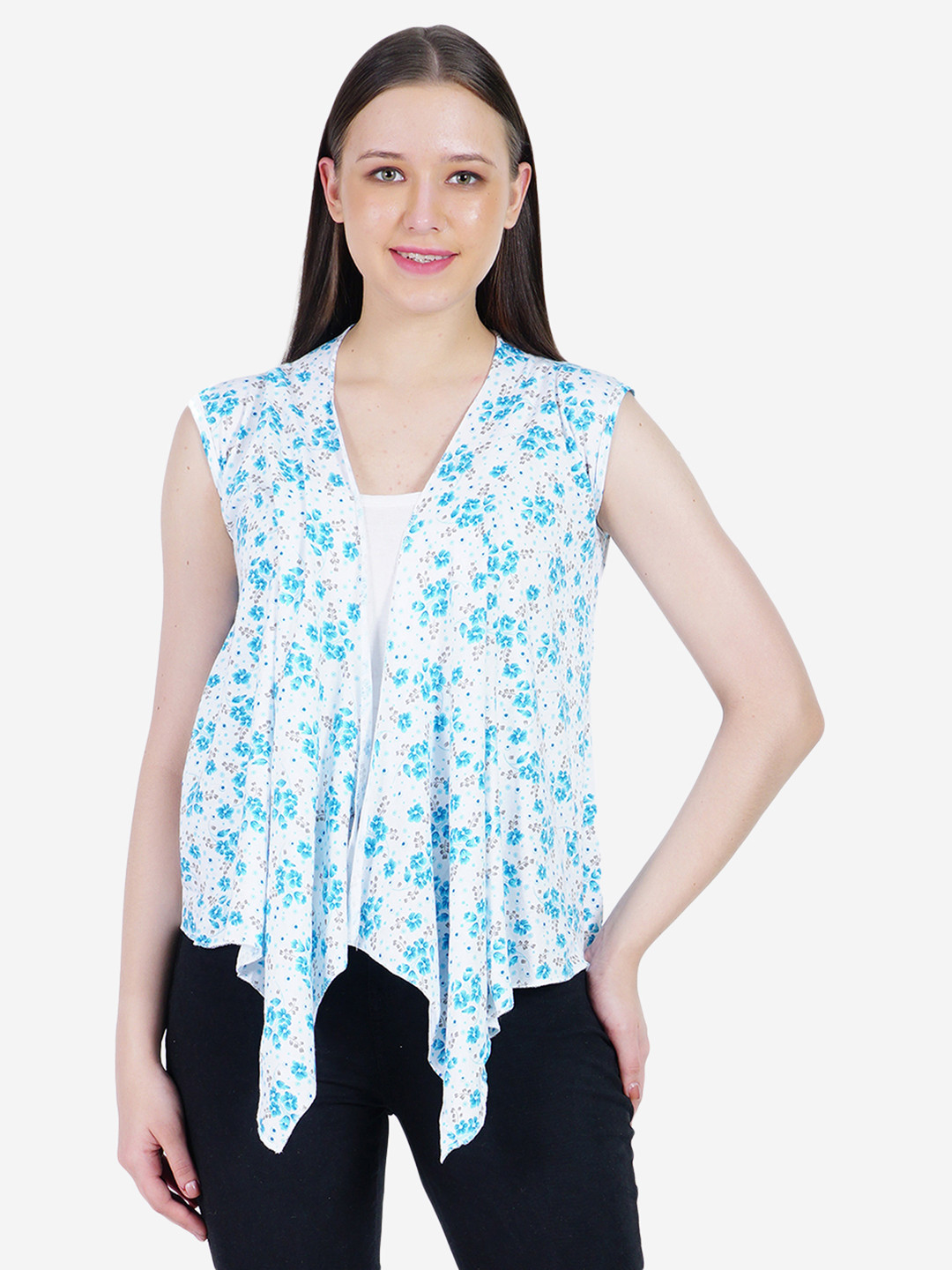 TEEMOODS Women Printed Cotton Waterfall Shrug