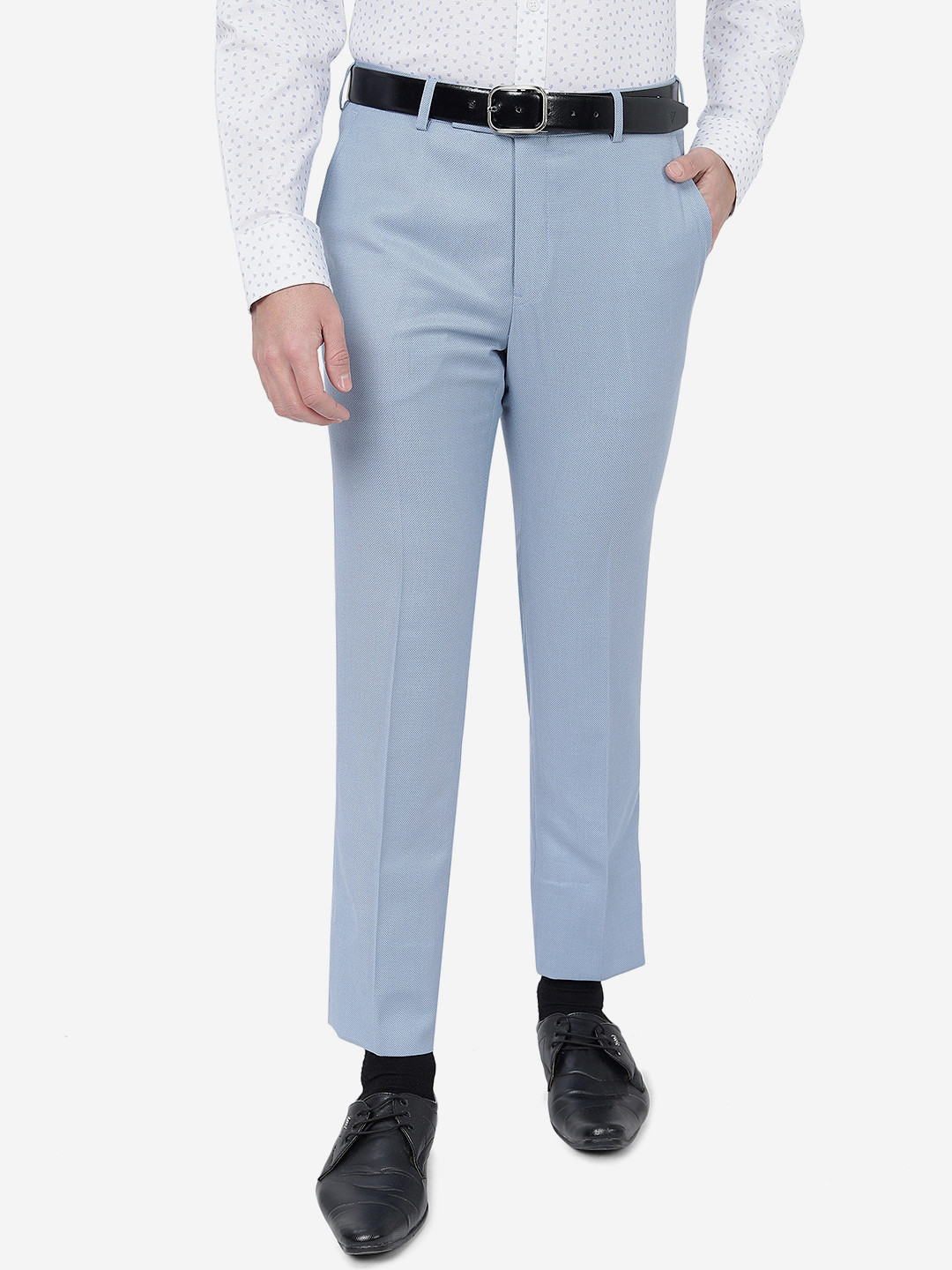 METAL Men Flat-Front Mid-Rise Slim Fit Formal Trousers