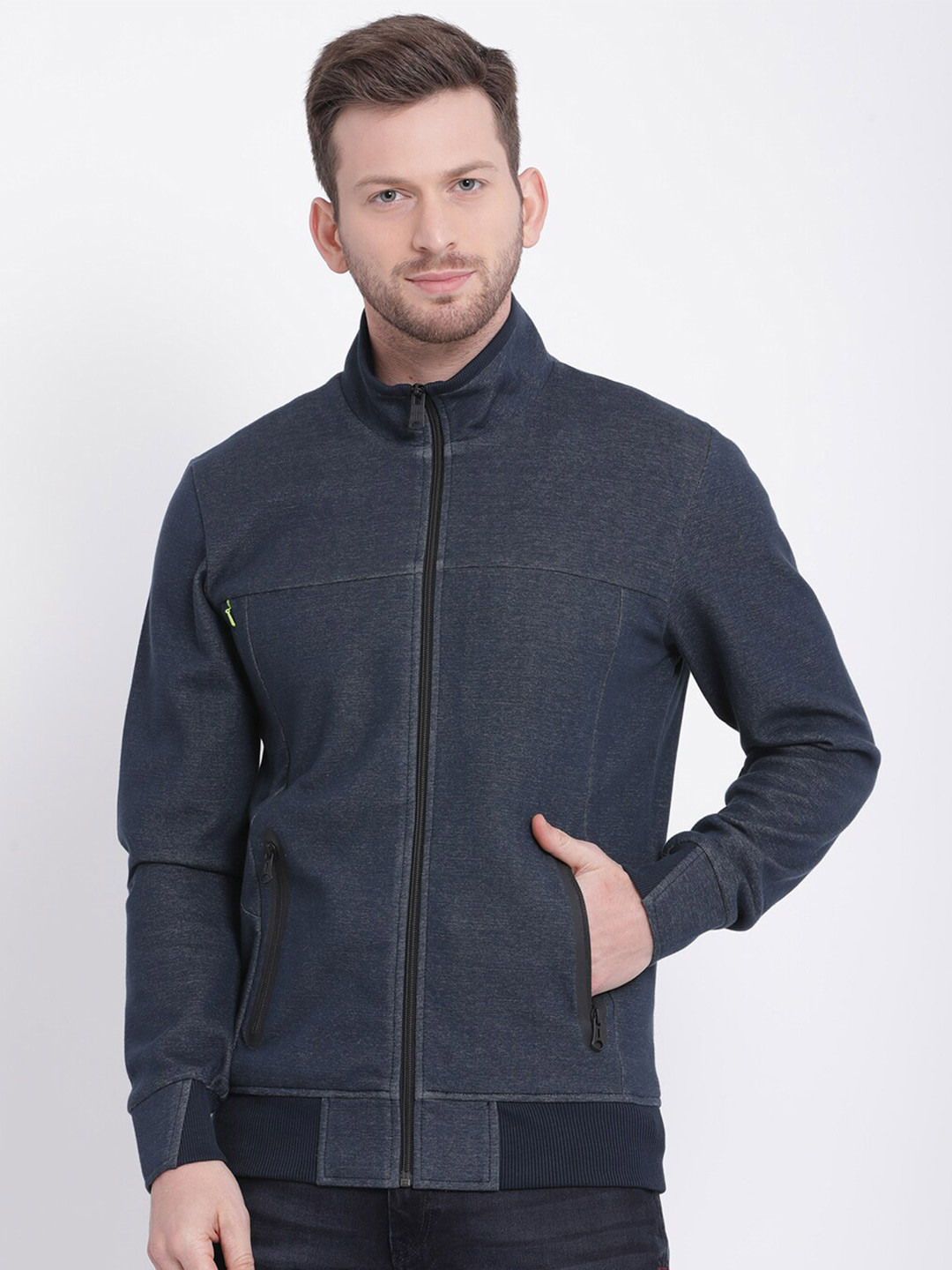 t-base Mock Neck Front-Open Sweatshirt