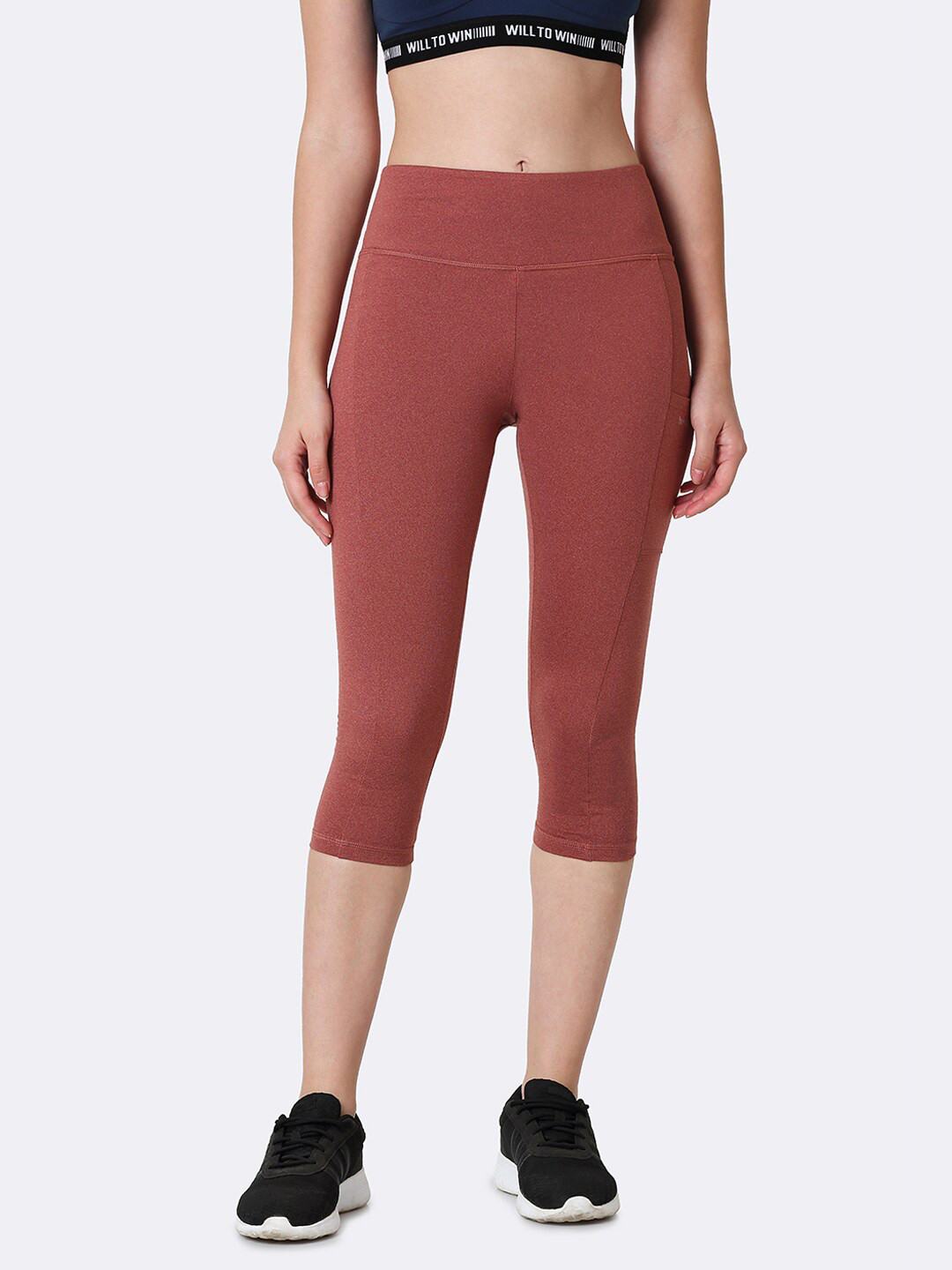 Van Heusen Women Proactive Solid Snug Fit High Stretch Yoga Capri