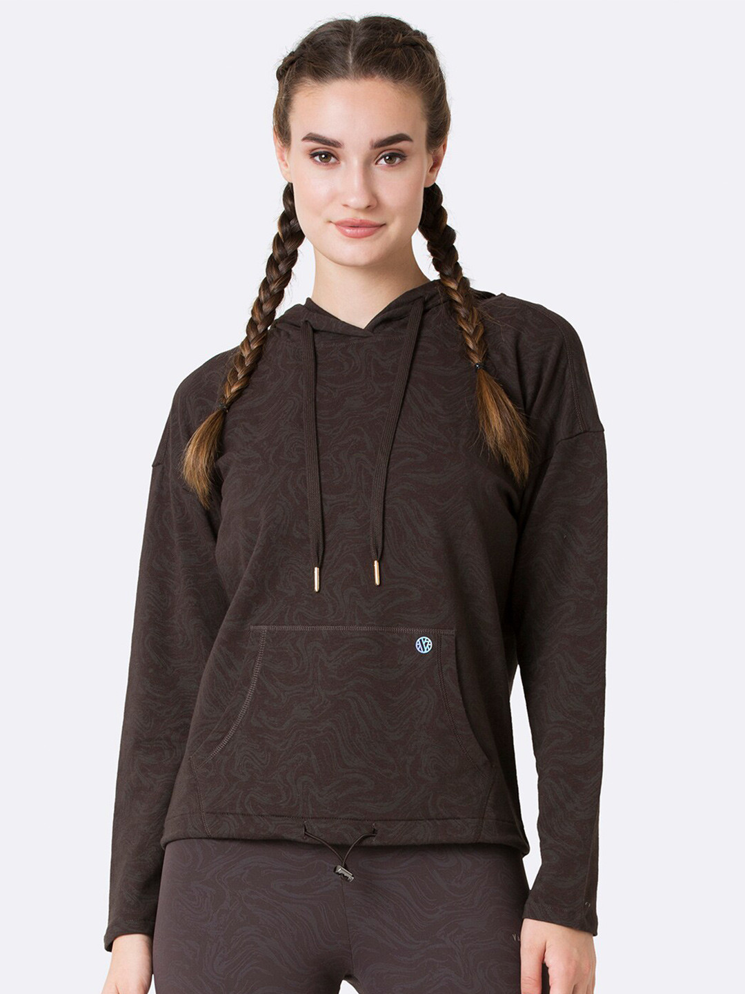 Van Heusen Athleisure Women Distressed Long Sleeve Reflective Trim Hoodie