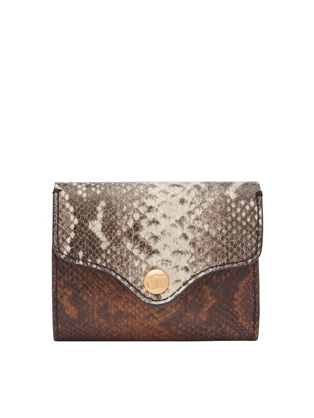 Fossil Women Abstract Printed Leather Three Fold Wallet with SD Card Holder