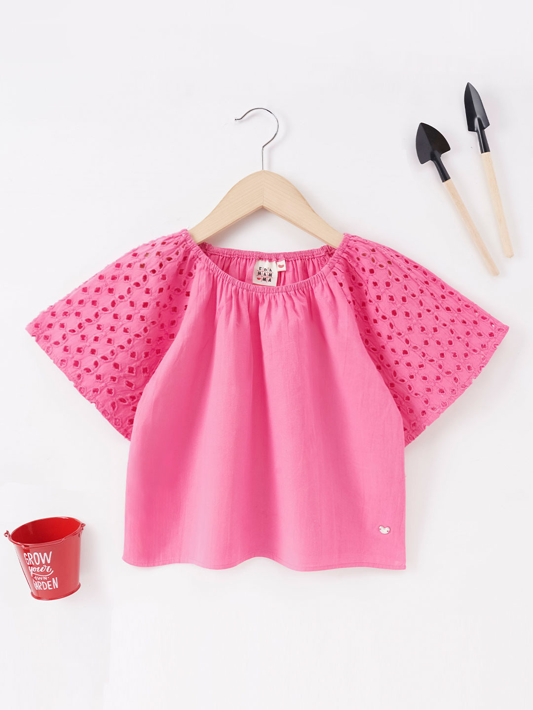 Ed-a-Mamma Flared Sleeve Cotton Bardot Top