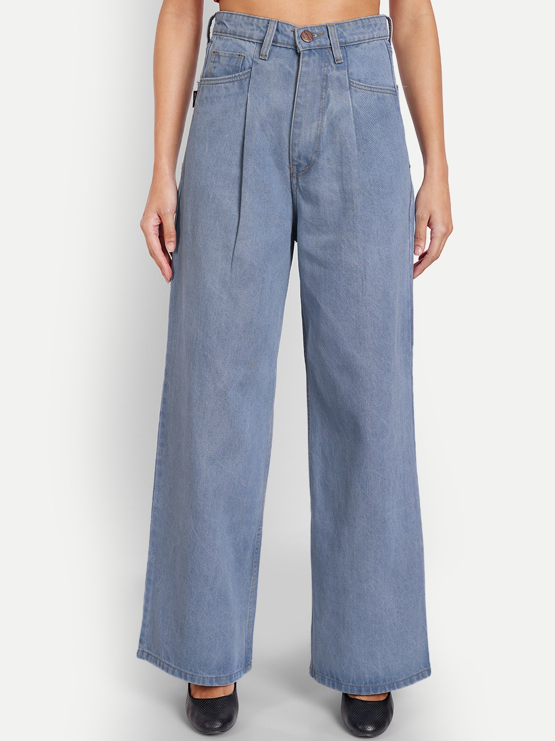 AngelFab Women Relaxed Fit High-Rise Cotton Jeans