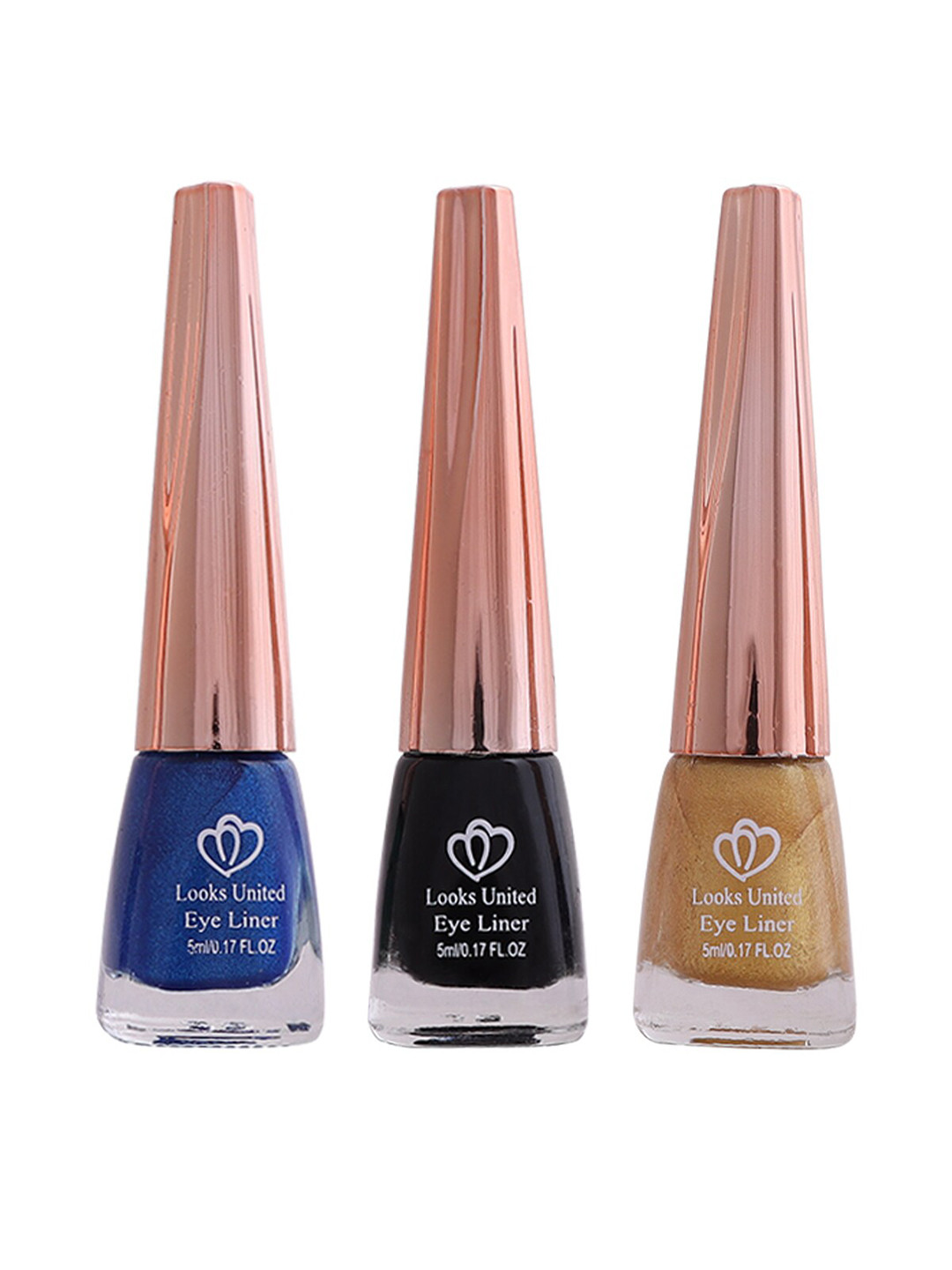 Looks United Set Of 3 Eyeliners 5 ml Each - Admiral Blue + Coal Black + Canary Yellow