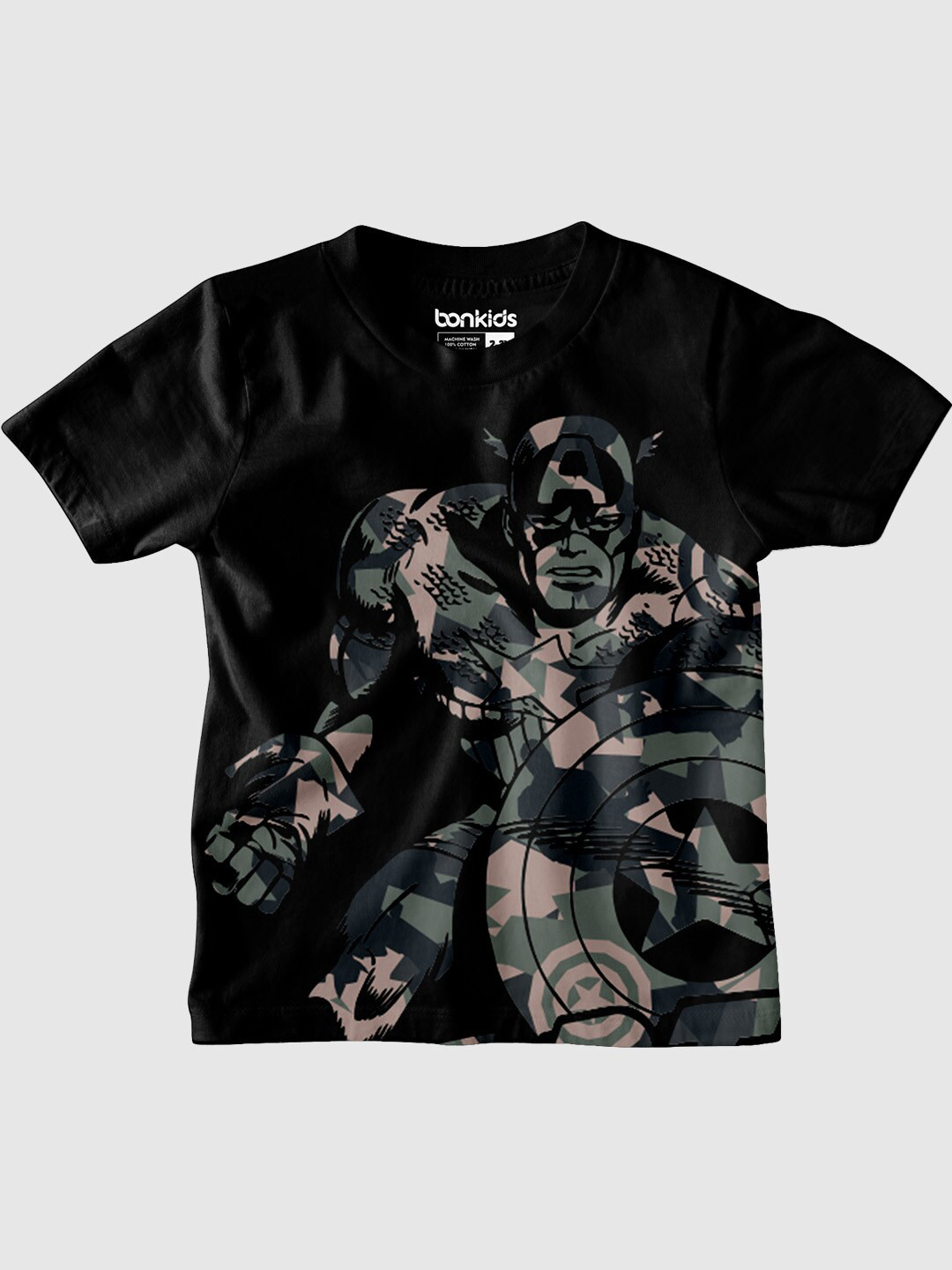 BONKIDS Boys Captain America Printed Cotton T-shirt