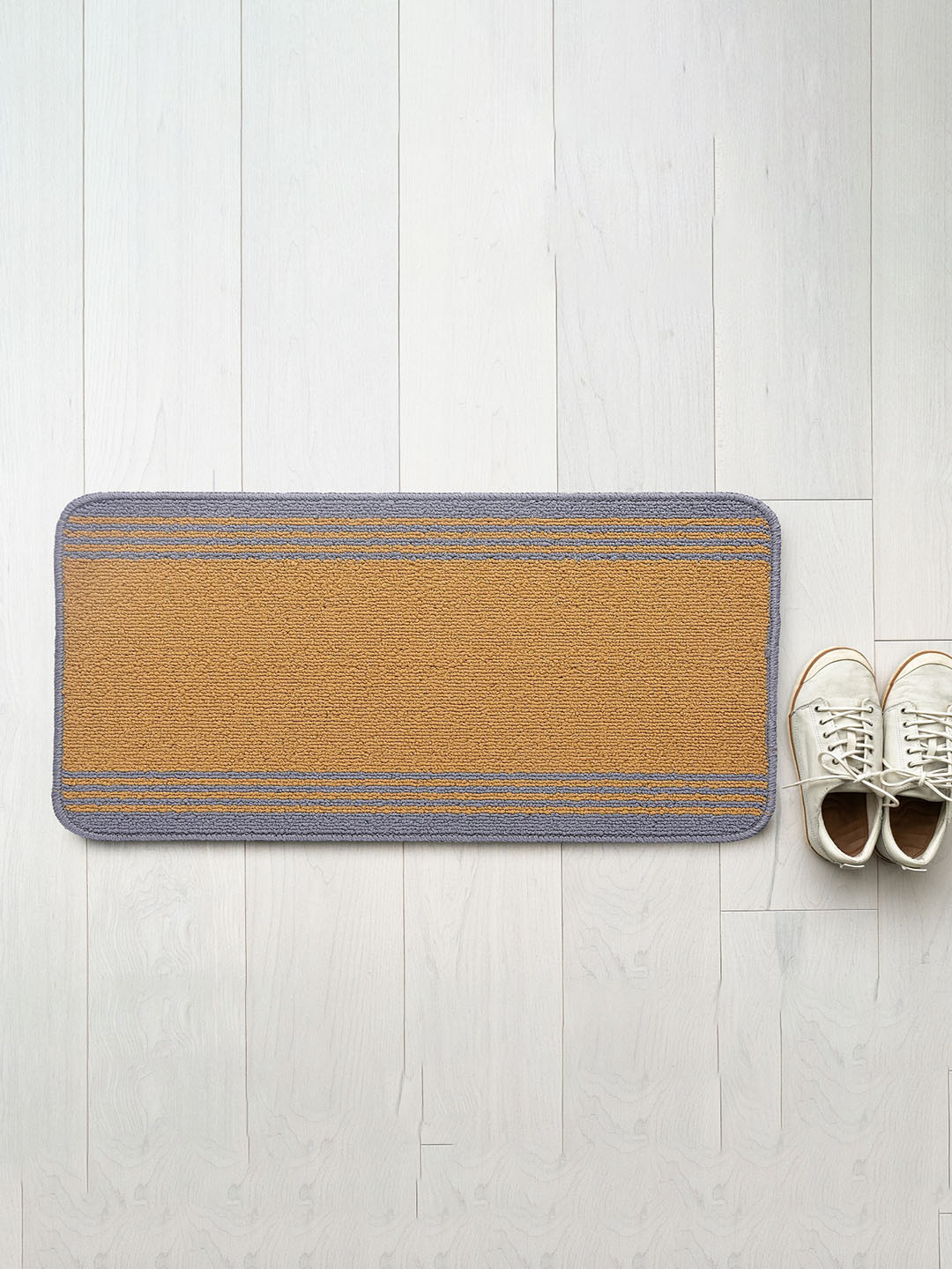 Saral Home Power MAT Mustard Yellow & Grey Anti Skid Washable Doormat