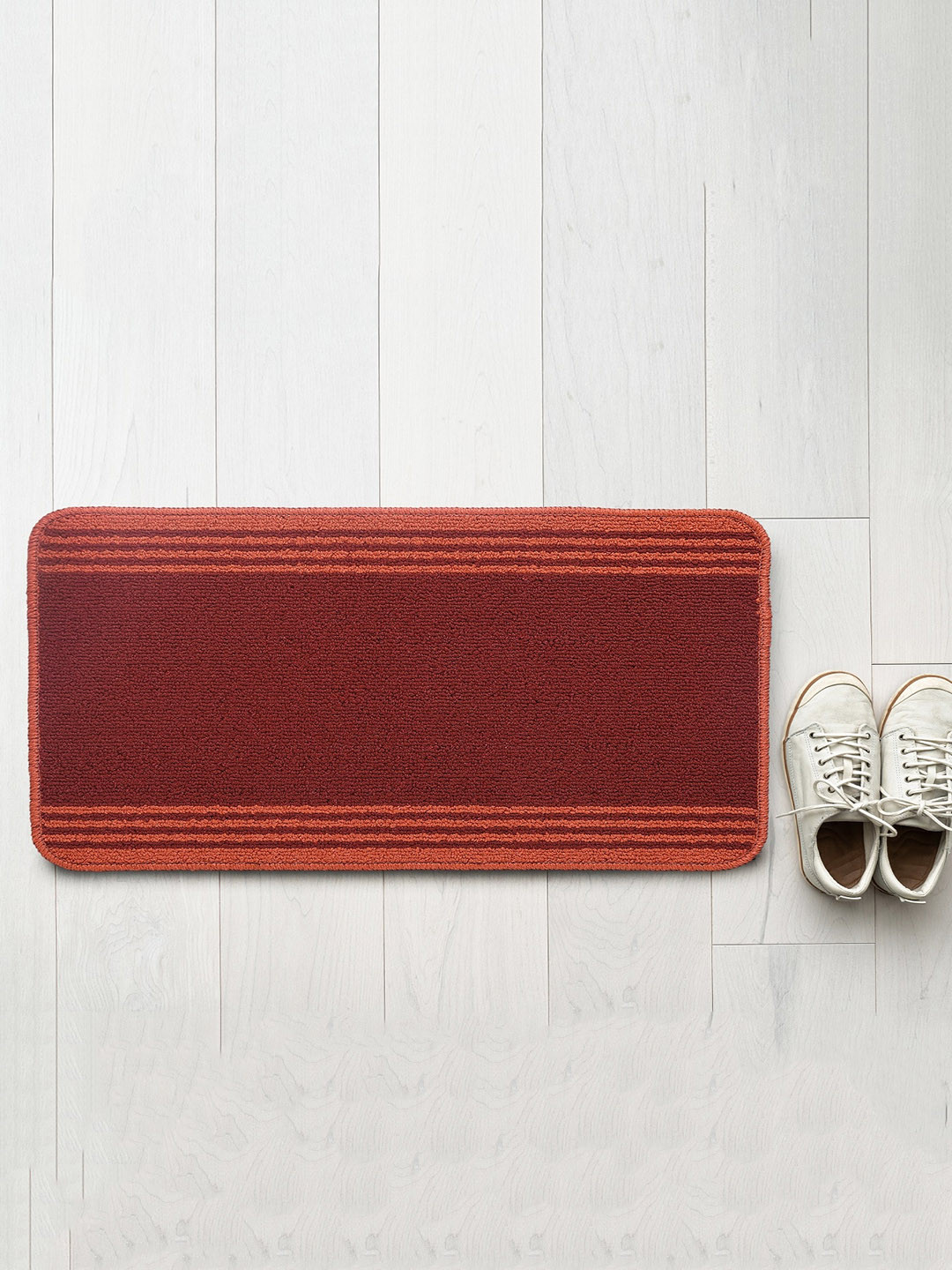 Saral Home Power MAT Maroon & Orange Anti Skid Washable Doormat