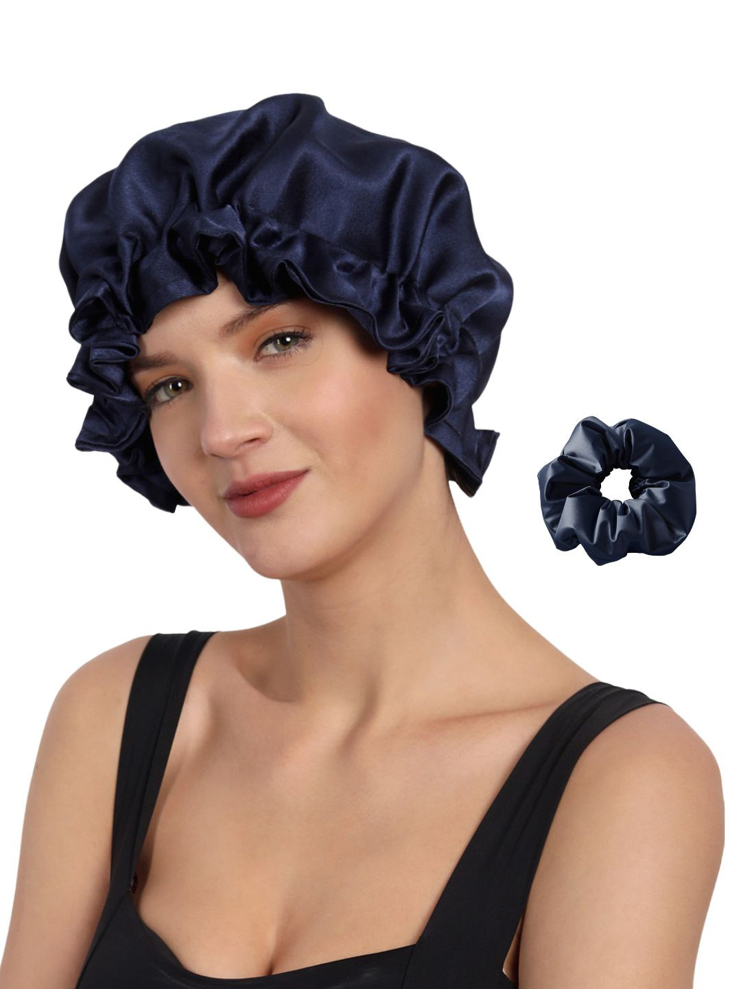 Mueras Women Fabric Hair Bonnet Sleep Cap Scrunchie Combo