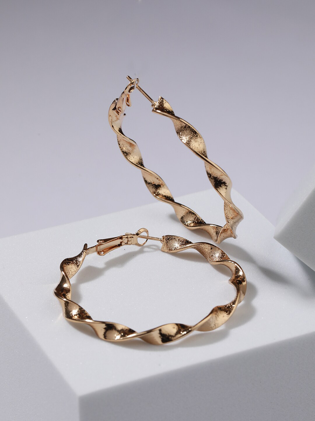 Jazz and Sizzle Gold-Plated Circular Half Hoop Earrings