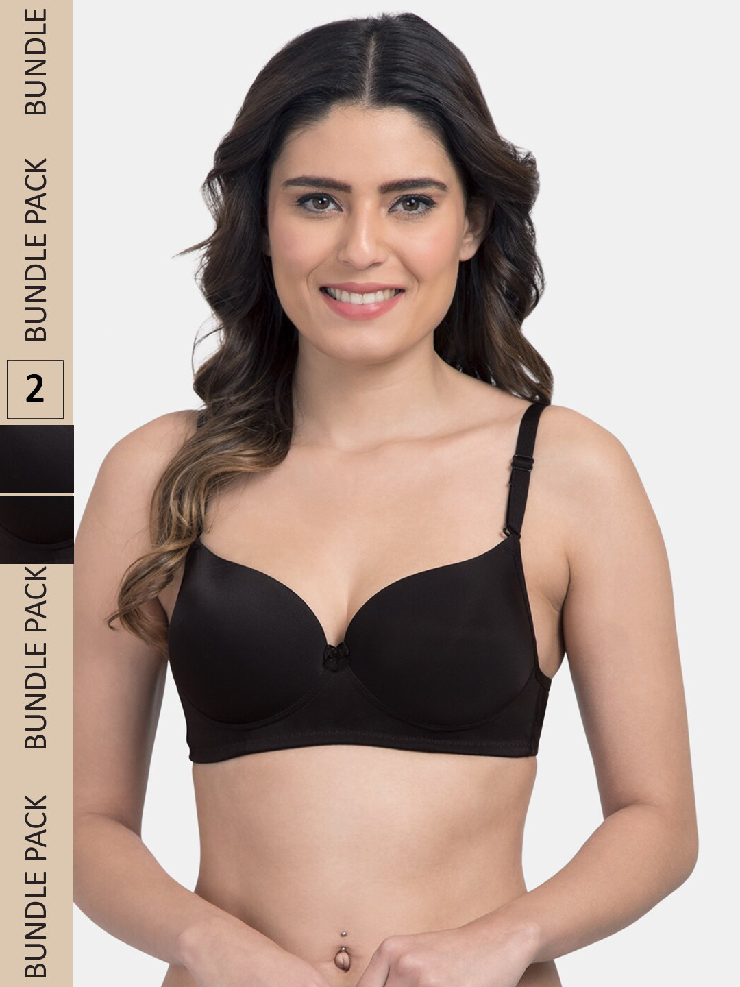 TweensPack of 2 Heavily Padded 3/4th Coverage Semi Push-Up Seamless T-Shirt Bra