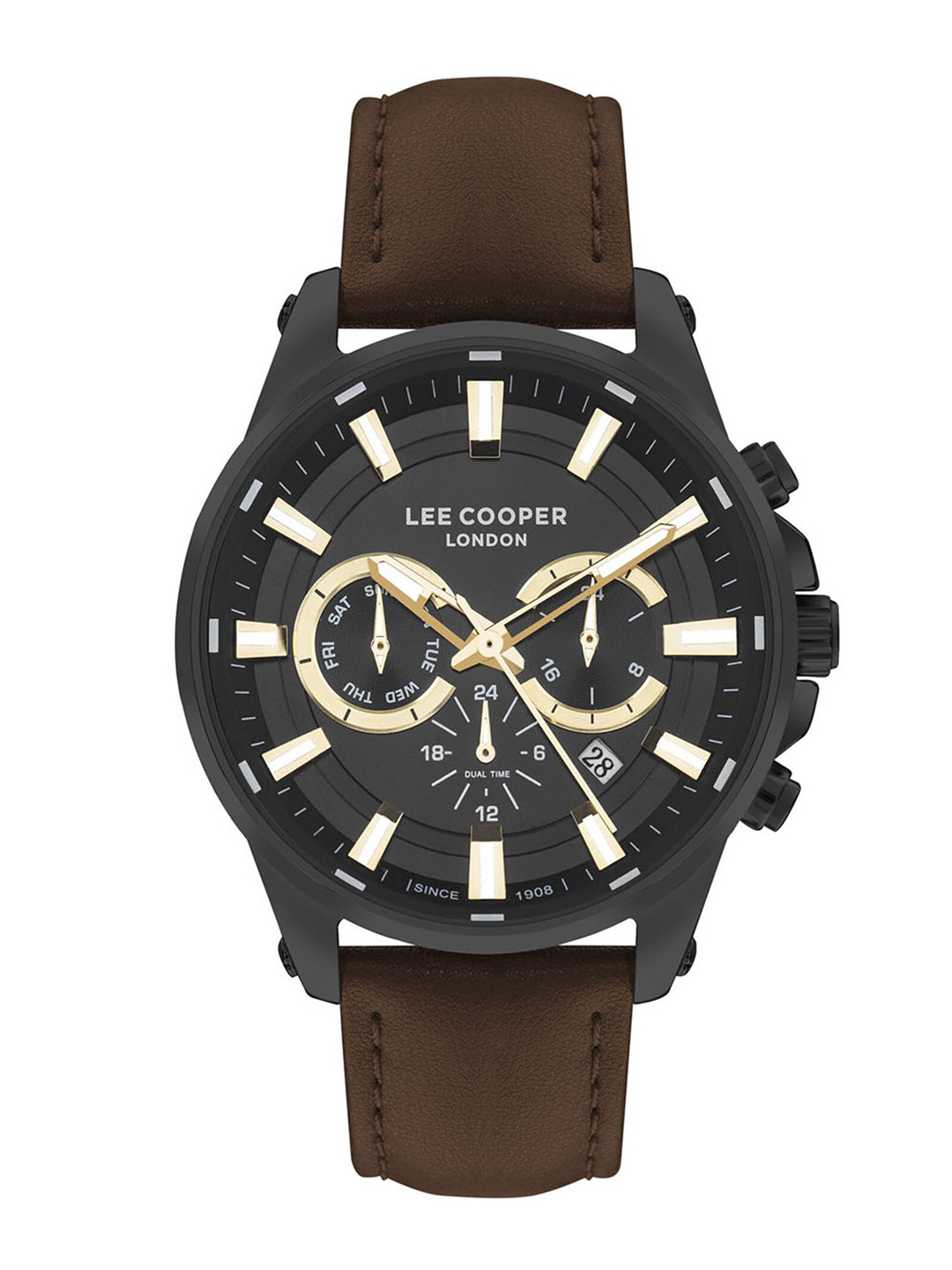 Lee Cooper Men Brass Printed Leather Wrap Around Straps Digital Watch LC07525.154