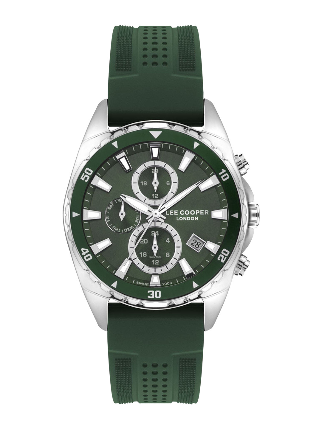 Lee Cooper Men Brass Dial & Green Straps Analogue Multi Function Watch LC07527 377