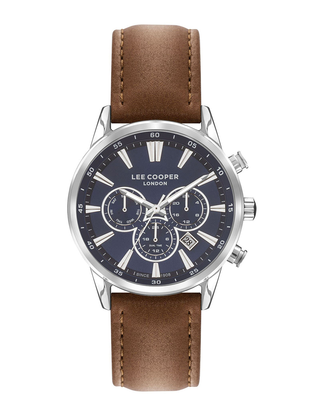 Lee Cooper Men Brass Leather Straps Analogue Multi Function Watch LC07506 394