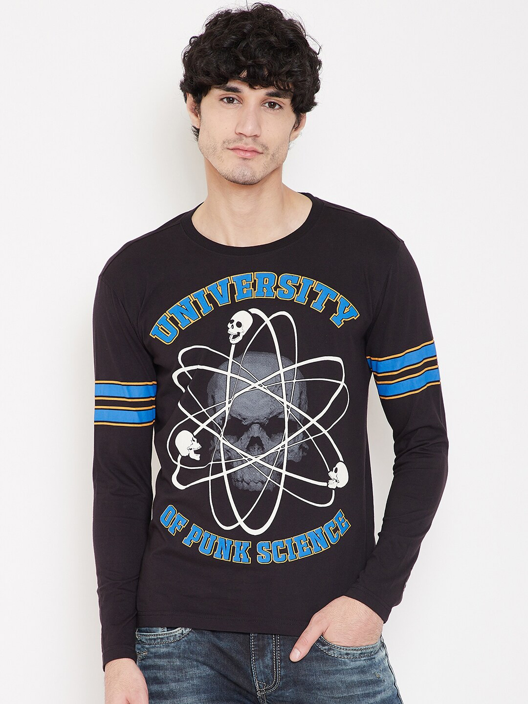 PUNK Graphic Printed Long Sleeve Cotton T-shirt