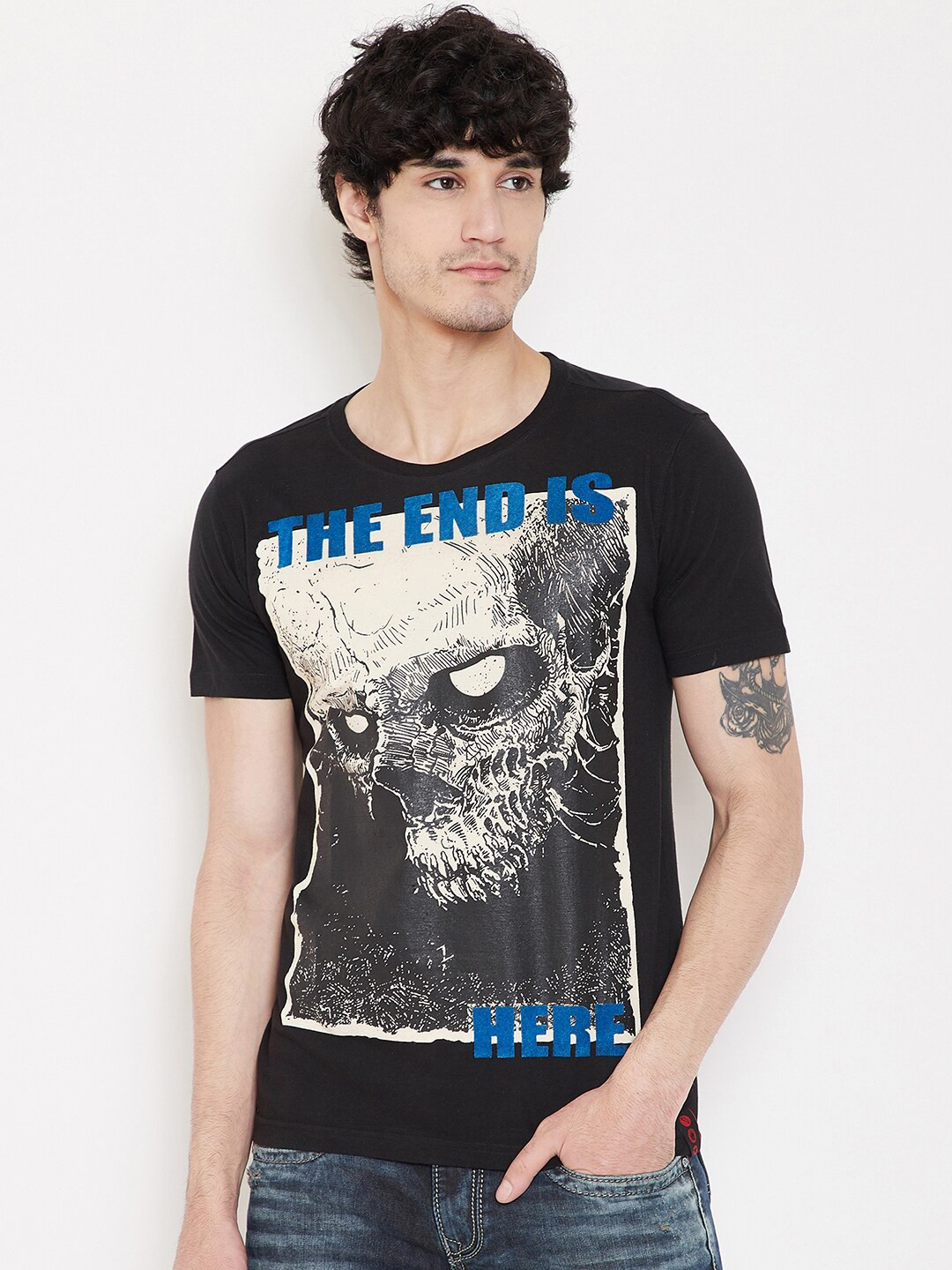 PUNK Graphic Printed Cotton T-shirt