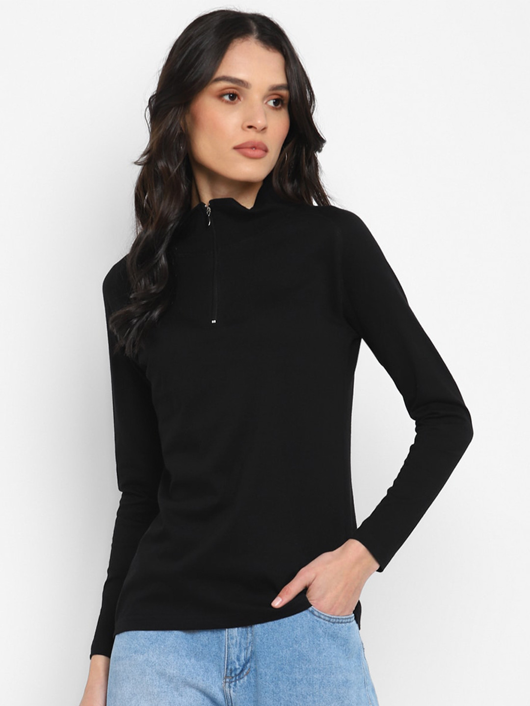 appulse High Neck Long Sleeves Cotton T-shirt
