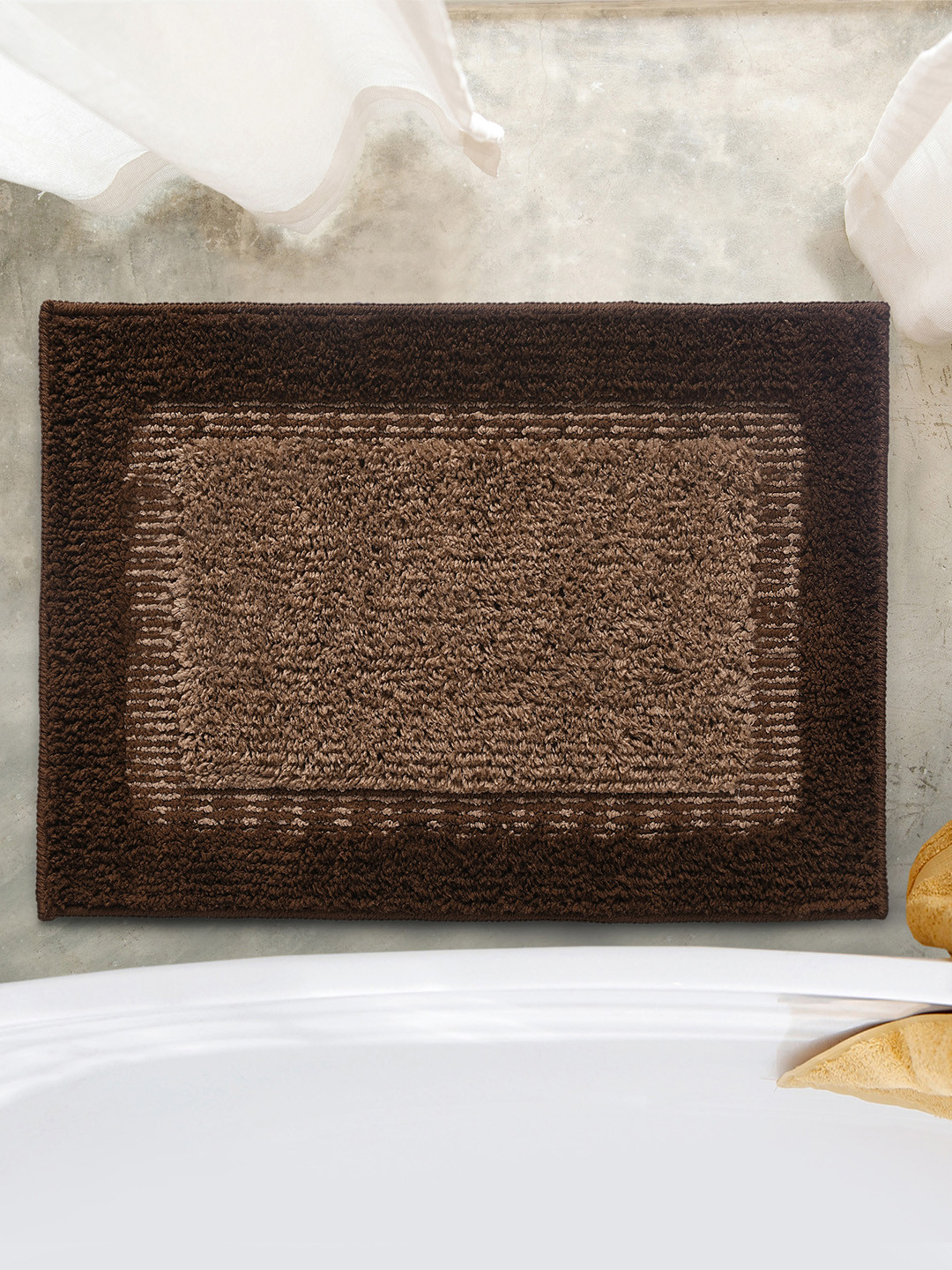 Saral Home Elyesse Brown Antiskid Bath-Door Mat