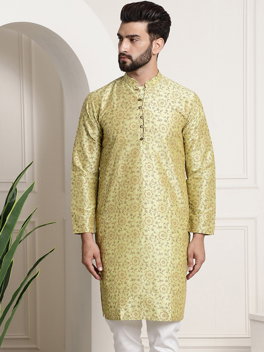 SOJANYA Floral Printed Silk Cotton Kurta