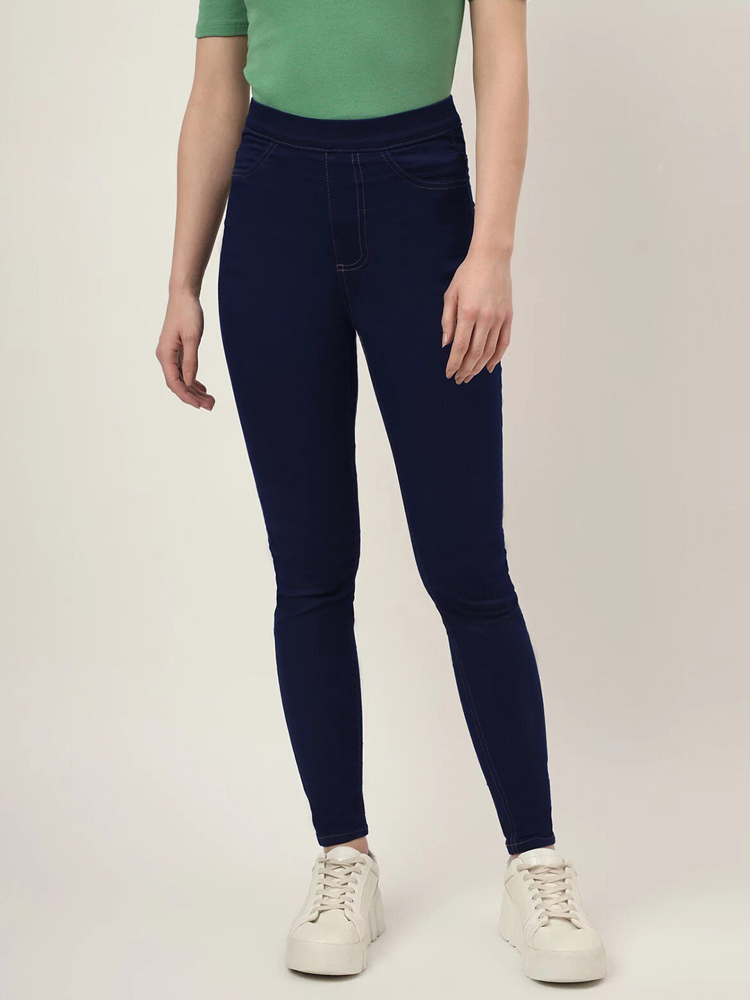 Marks & Spencer Cotton Mix Plain Regular Fit Jeggings