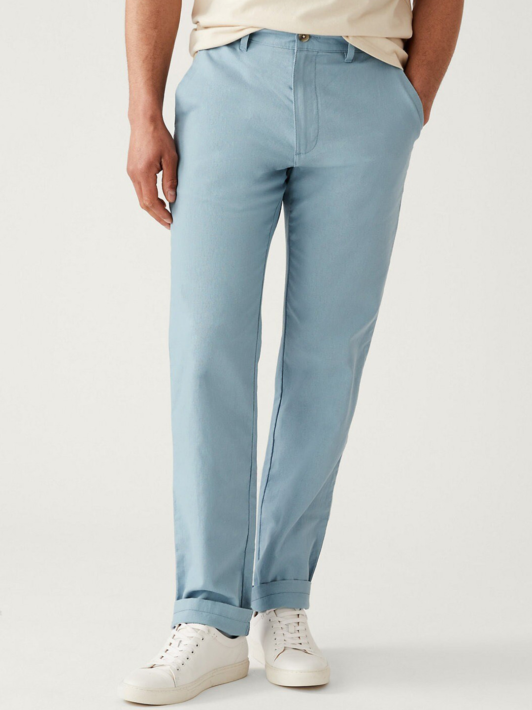 Marks & Spencer Regular Fit Linen Rich Chino Trousers